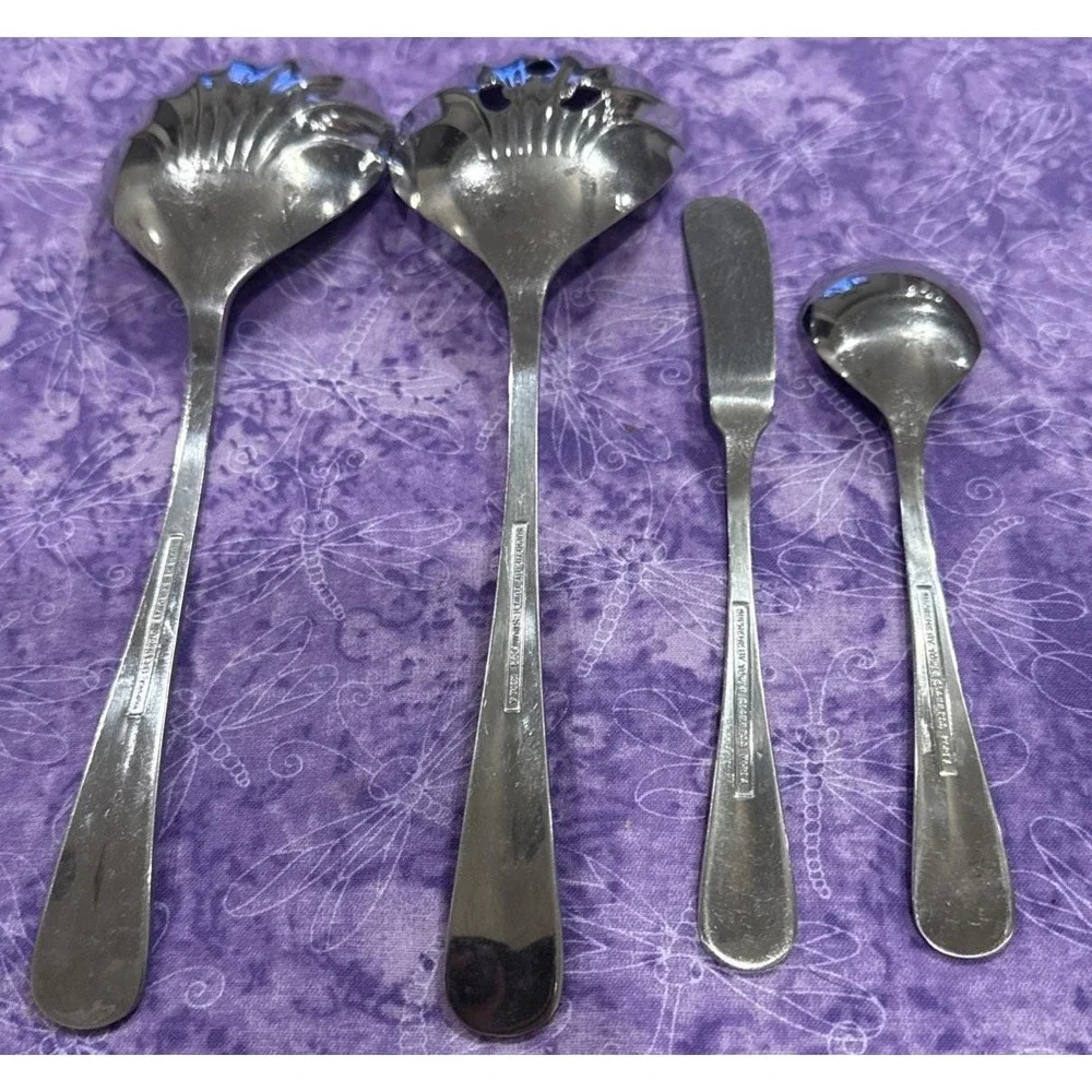 Towle Supreme Stockbridge Hostess Serving Spoon Sugar Stainless Korea Set‎ Of 4